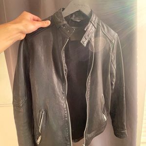 AllSaints Lamb Skin Black motorcycle leather jacket